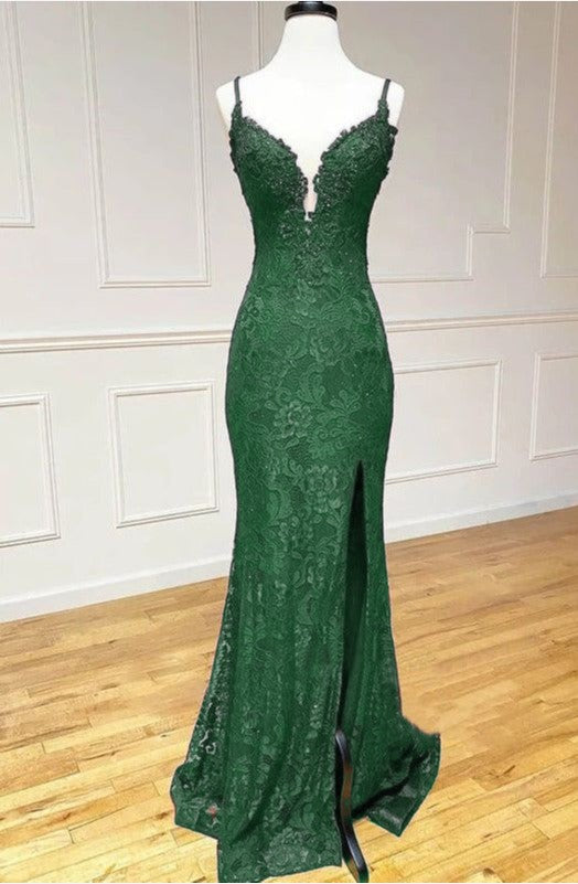 Elegant  Mermaid Formal Dress Under $170’Ã?Charming Grape Spaghetti Straps Applique Long Backless Prom Dress With Slit