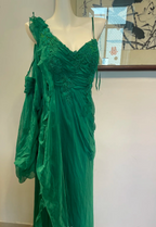 Elegant Green Deep V-Neck Chiffon Long Prom Dress Evening Dress