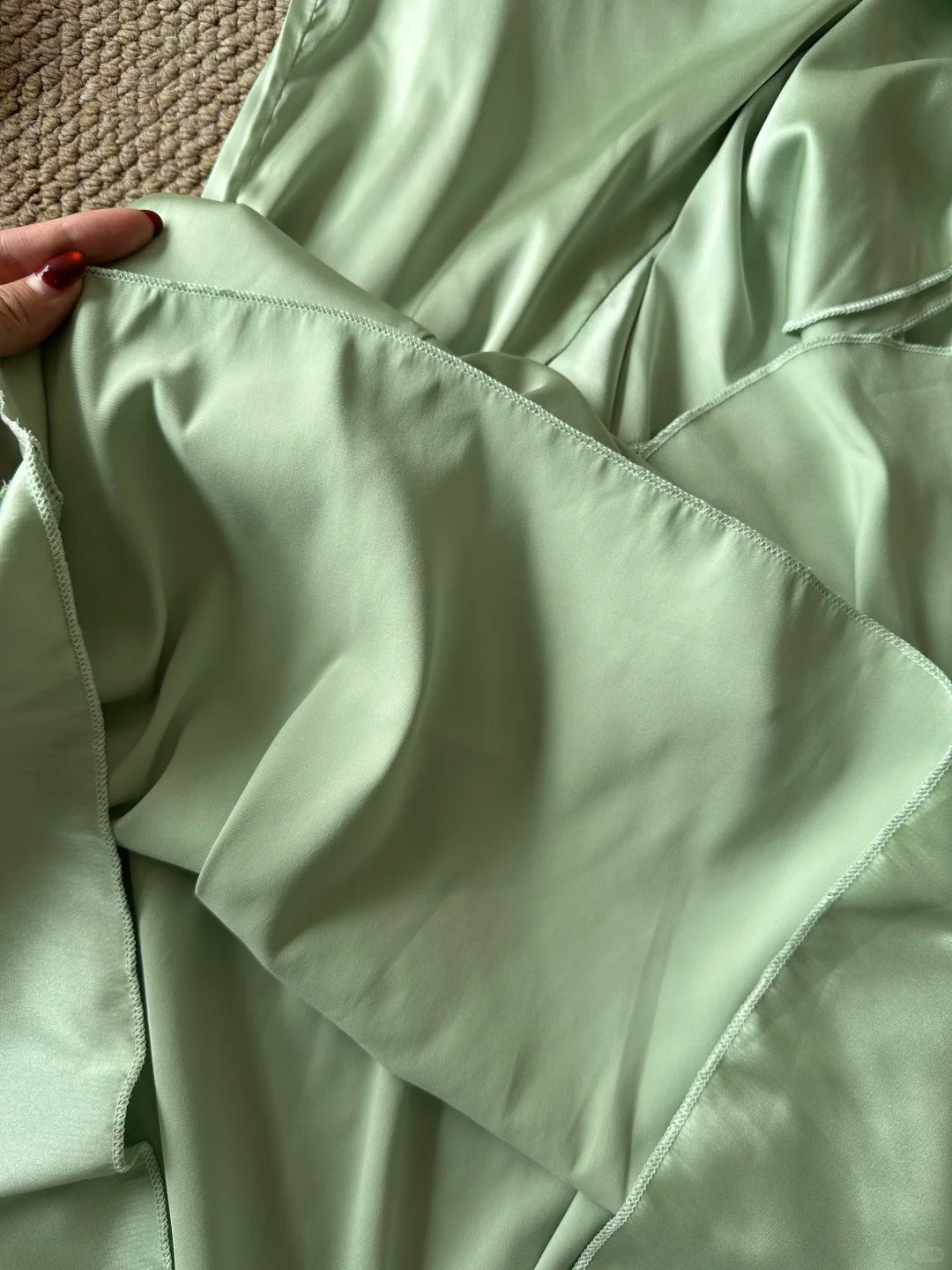 Elegant Green Slim Fit Halter Backless Ruffle Satin Prom Dress Evening Dress
