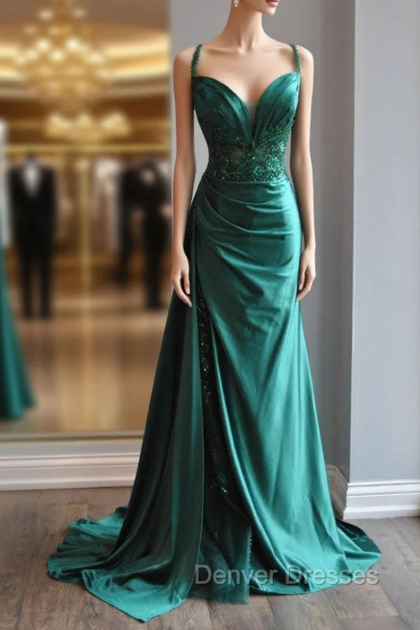 Elegant Green Sweetheart Neck Mermaid Long Prom Dress Gorgeous Formal Evening Dress Main image