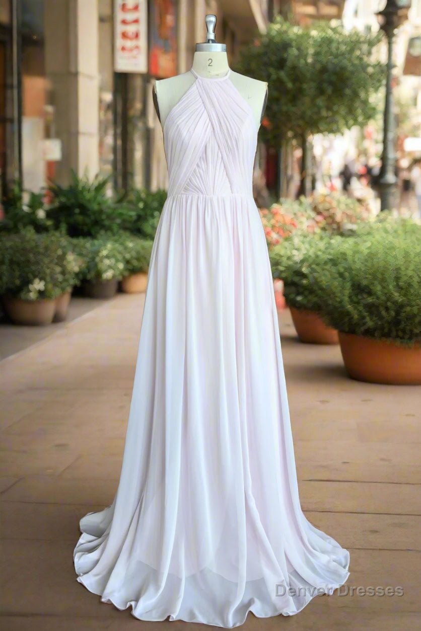 Elegant Halter Keyhole Chiffon Bridesmaid Dress Main image