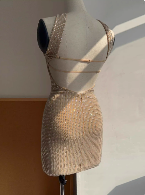 Elegant Hot Diamond Tube Top Slim Fit Hip 17Th Birthday Short Skirt Homecoming Dress