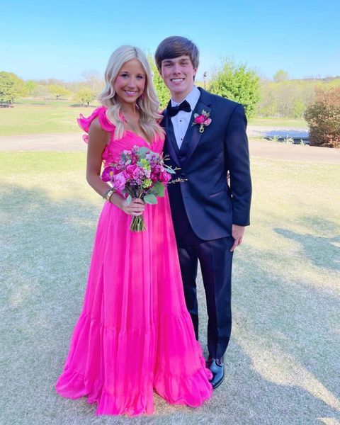 Elegant Hot Pink Long Prom Dress Main image