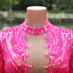 Elegant Hot Pink Mermaid Prom Dress Sequin Evening Party Dress Pageant Dress for Women