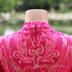 Elegant Hot Pink Mermaid Prom Dress Sequin Evening Party Dress Pageant Dress for Women