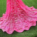 Elegant Hot Pink Mermaid Prom Dress Sequin Evening Party Dress Pageant Dress for Women