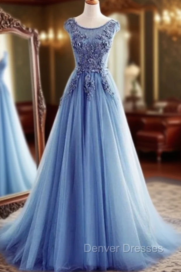 Elegant Illusion Sleeveless Lace Appliques A-line Lace-up Prom Party Gowns Main image