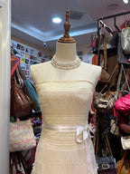 Elegant Ivory Strapless Fitted Waist Feather Lace A-Line Prom Dress Evening Dress