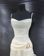 Elegant Ivory Straps Sheath Vintage Long Evening Party Dress