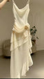 Elegant Ivory Straps Sheath Vintage Long Evening Party Dress
