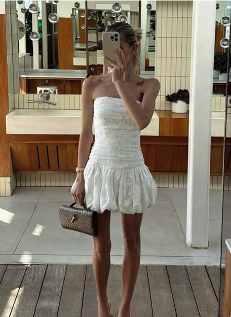 Elegant Jacquard Textured Pleated Bud Birthday Short Skirt Homecoming Dress Main image