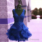 Elegant Lace Appliques Organza Ruffles Homecoming Dress Short