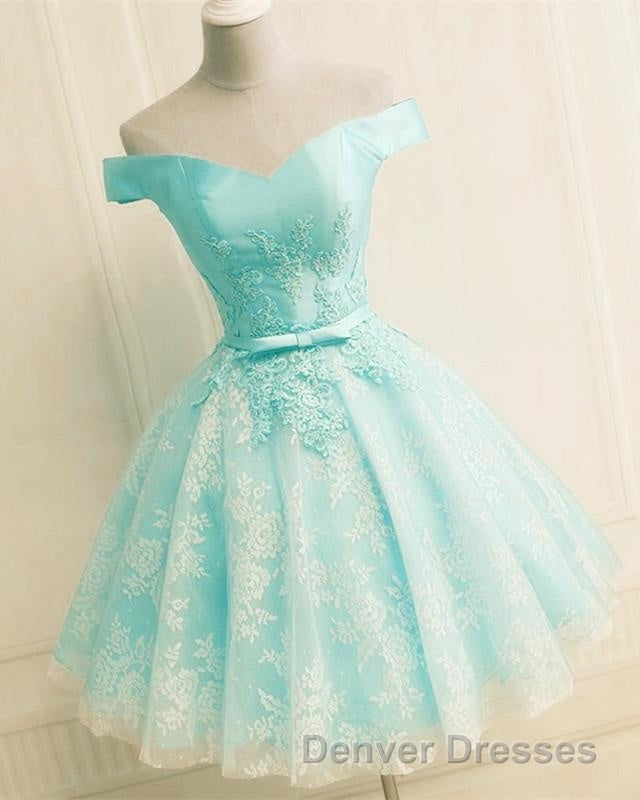 Elegant Lace Appliques Satin Off The Shoulder Homecoming Dress Short Secondary image