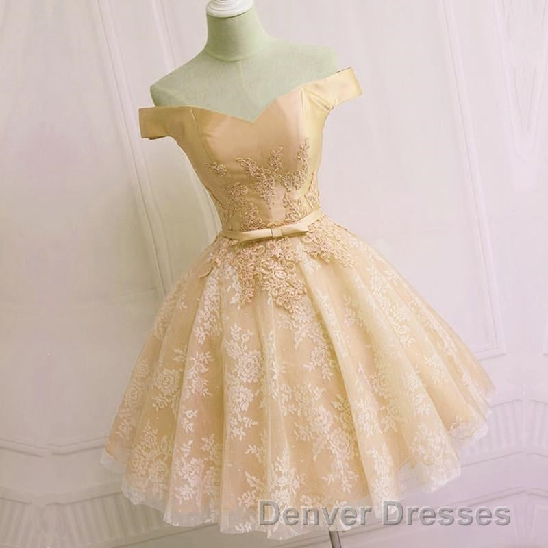 Elegant Lace Appliques Satin Off The Shoulder Homecoming Dress Short
