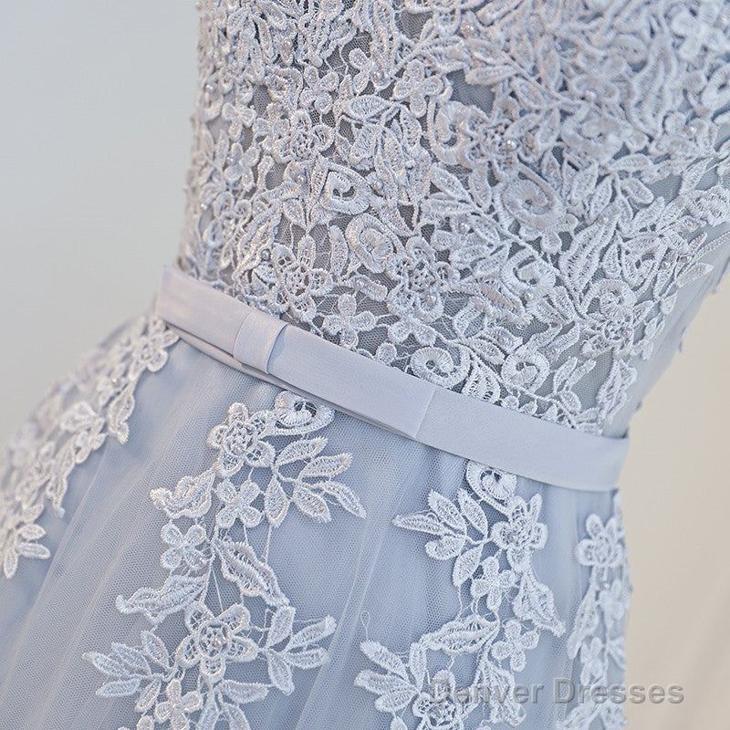 Elegant Lace Appliques Tea Length Bridesmaid Party Dresses