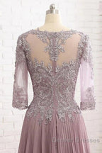 Elegant Lace Jewelry Collar With 3/4 Sleeves Mother Of The Bride Dress
