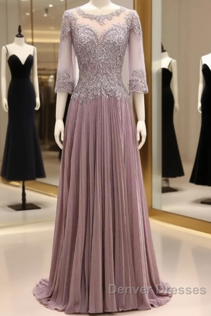 Elegant Lace Jewelry Collar With 3/4 Sleeves Mother Of The Bride Dress Main image