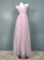 Elegant Lavender A-Line V-Neck Spaghetti Strap Tulle Long Prom Dress Evening Dress