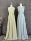 Elegant Light Green A-Line V-Neck Sleeveless Ruffled Chiffon Long Prom Dress Evening Dress