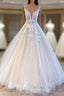 Elegant Long A-Line Appliques Lace Tulle Sweetheart Backless Wedding Dress