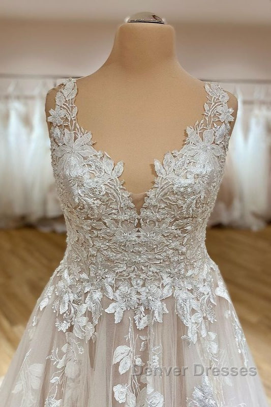Elegant Long A-Line Sweetheart Appliques Lace Tulle Wedding Dress Secondary image