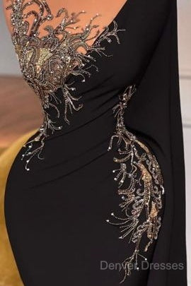 Elegant Long Black Mermaid Beading Lace Prom Dress Secondary image