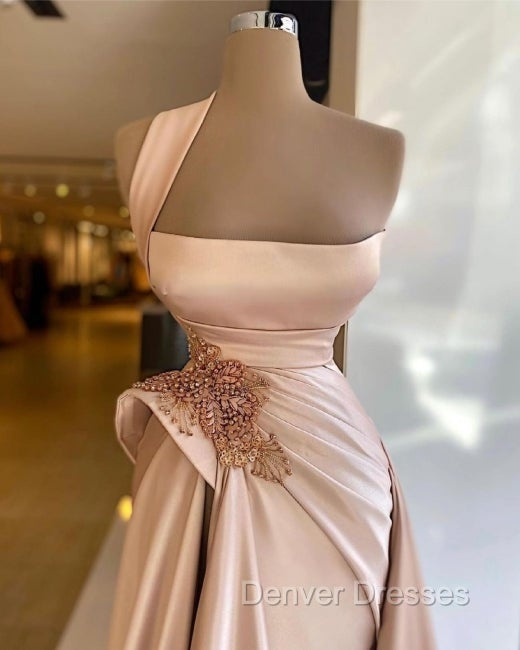 Elegant Long Champagne High Split Prom Dress Secondary image