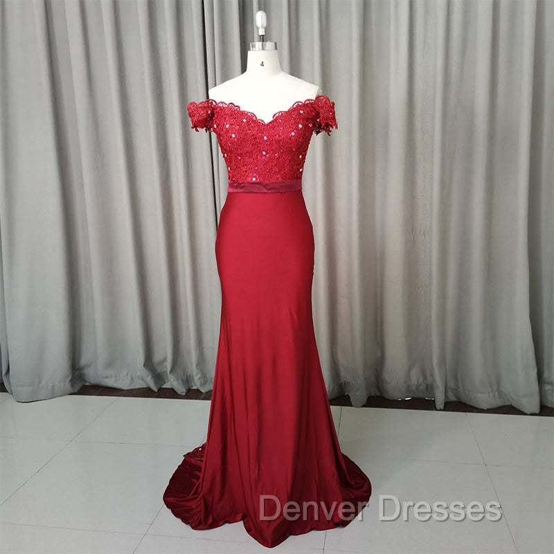 Elegant Long Mermaid Spandex Off Shoulder Party Dress, Wine Red Bridesmaid Dress Secondary image