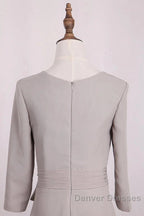 Elegant Mermaid 3/4 Long Sleeved Chiffon Bra With Belt Bride Mother Of The Bride Dress