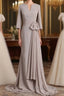 Elegant Mermaid 3/4 Long Sleeved Chiffon Bra With Belt Bride Mother Of The Bride Dress