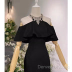 Elegant Mermaid Black Long Prom Dress Formal Evening Dress