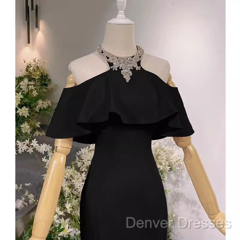 Elegant Mermaid Black Long Prom Dress Formal Evening Dress