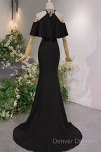 Elegant Mermaid Black Long Prom Dress Formal Evening Dress