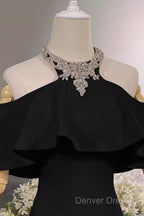 Elegant Mermaid Black Long Prom Dress Formal Evening Dress