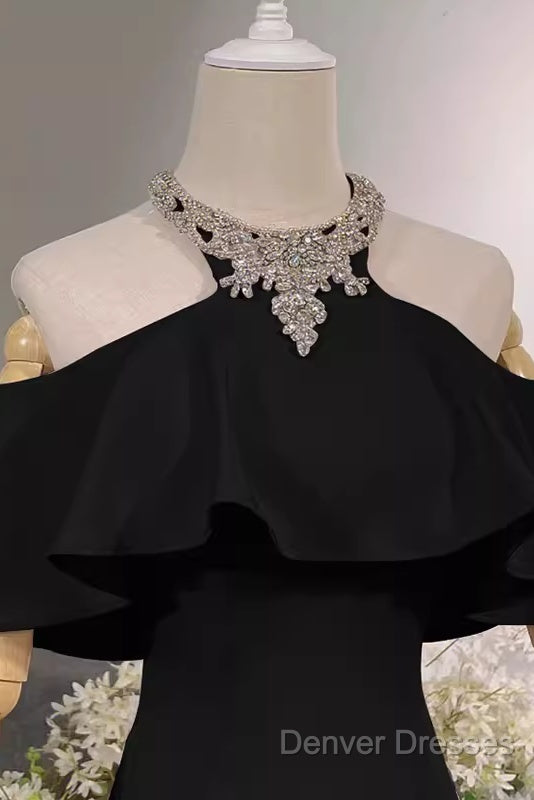 Elegant Mermaid Black Long Prom Dress Formal Evening Dress