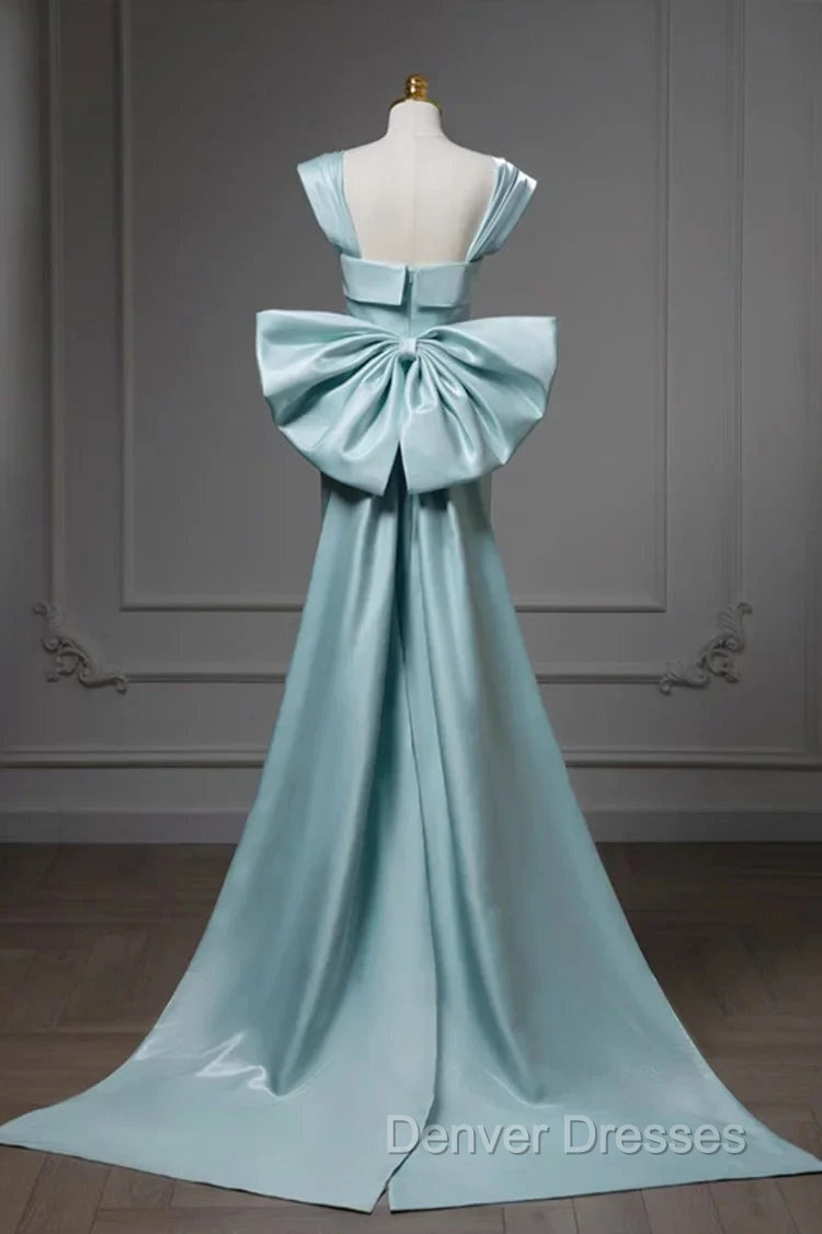 Elegant Mermaid Bow Satin Long Evening Dress Prom Dress Secondary image