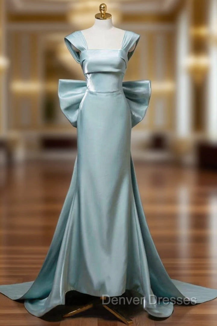 Elegant Mermaid Bow Satin Long Evening Dress Prom Dress Main image