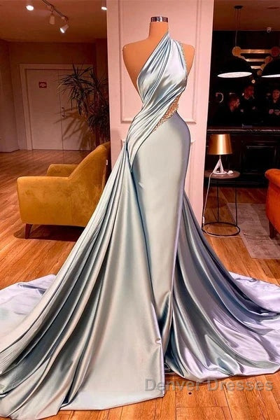 Elegant Mermaid One Shoulder Satin Long Evening Dress Prom Dress Secondary image