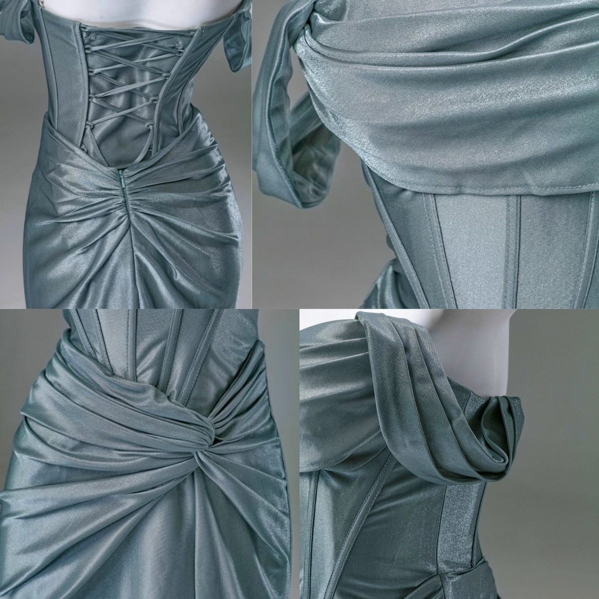 Elegant Pleated Satin Formal Mermaid Evening Dress,Fahsion Graudation Prom Dress With Off-The-Shoulder