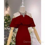 Elegant Mermaid Red Long Prom Dress Formal Evening Dress