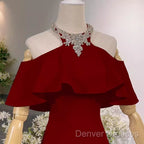 Elegant Mermaid Red Long Prom Dress Formal Evening Dress
