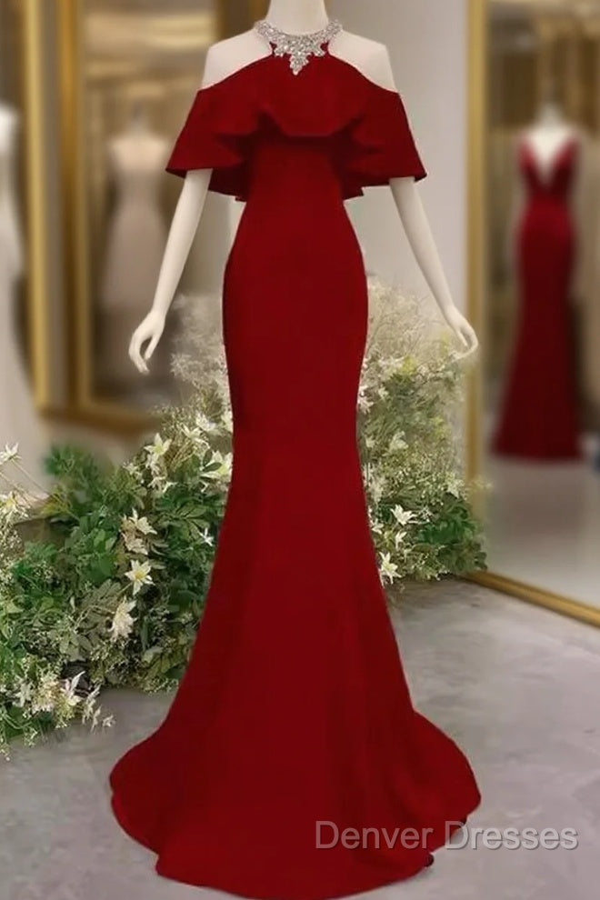 Elegant Mermaid Red Long Prom Dress Formal Evening Dress Main image