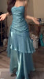 Elegant Mermaid Spaghetti Straps Blue Satin Long Prom Dress Party Dress 21St Birthday Outfits Graduation Dress