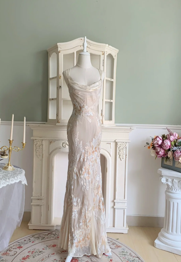 Elegant Mermaid Spaghetti Straps Long Chiffon Long Prom Dress Evening Dress