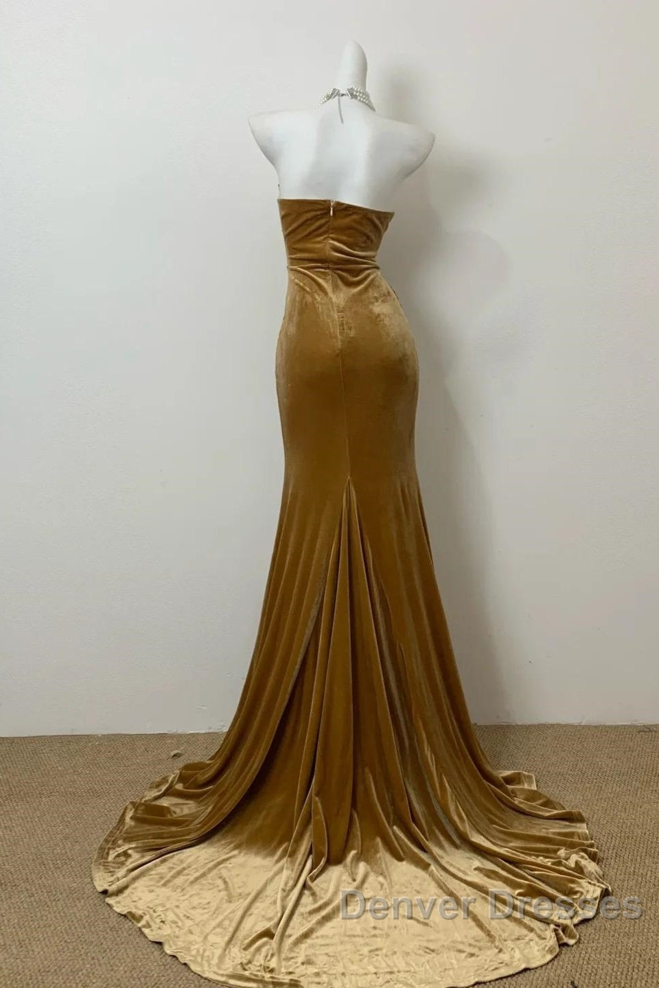 Elegant Mermaid Sweetheart Neck Velvet Long Prom Dress Strapless Formal Evening Gown Secondary image