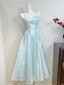 Elegant Mint Green A-Line Strappy Satin Prom Dress Evening Dress