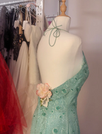 Elegant Mint Green Fitted Beaded Halter Neck Backless Long Prom Dress Evening Dress