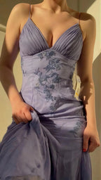 Classy Spaghetti Straps Chiffon Long Prom Dress