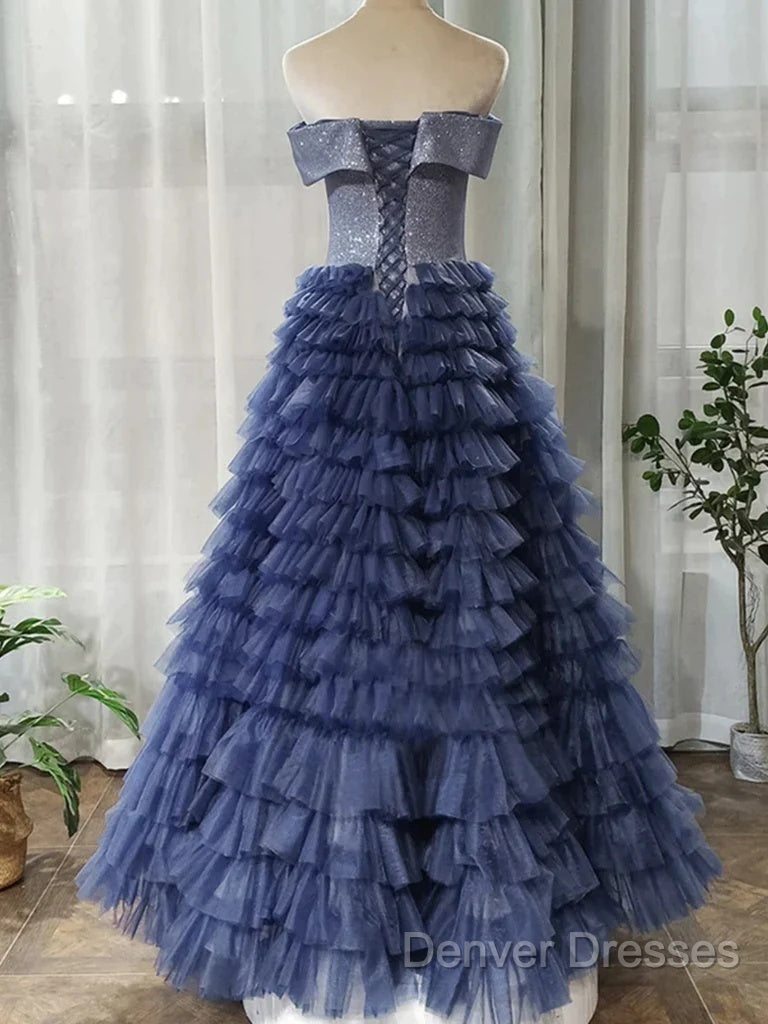 Elegant Off Shoulder Sequins Top Long Prom Dress, Formal Evening Dress, Off The Shoulder Ball Gown