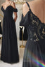 Elegant Off the Shoulder Black Long Prom Dress with Lace Back, Off Shoulder Black Lace Formal Evening Dress